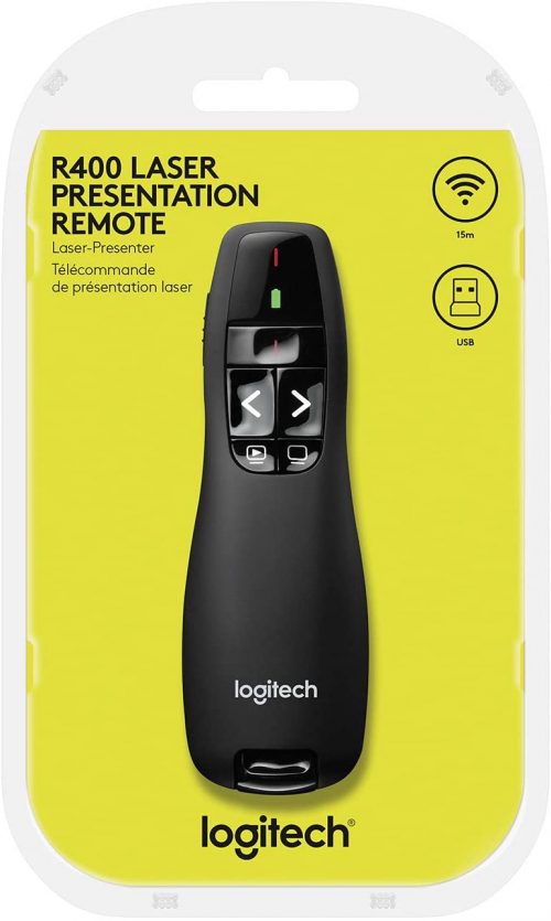 Logitech Wireless Presenter R400, Wireless Presentation Remote Clicker with Laser Pointer