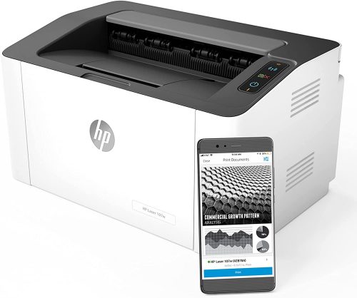 HP LaserJet 107w Printer, 4ZB78A, Black and White Laser Monochrome Wifi Printer - White