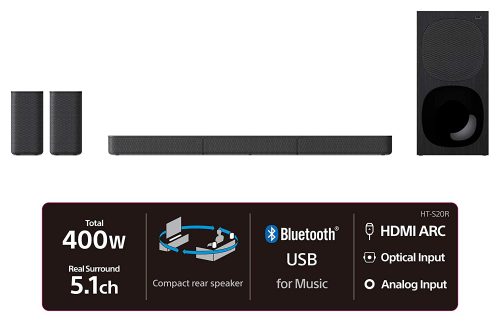 Sony HT-S20R 400 Watt Real 5.1 Channel Wireless Bluetooth Soundbar with Dolby Digital (Blue, Black) Sony Home Theatre Systems TilyExpress 22