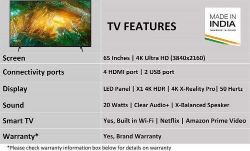 Sony Bravia 65 inches 4K Ultra HD Certified Android LED TV 65X7500H (Black)