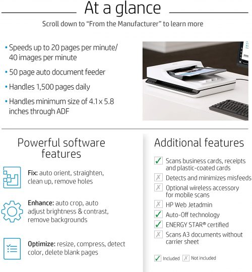 HP ScanJet Pro 2500 f1 Flatbed Scanner (L2747A) - White