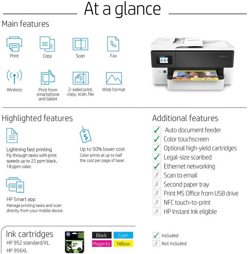 HP Officejet Pro 7720 Printer, All In One Wide Format Printer with Wireless Printing