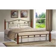 Metal, Wood Bed - Black, Brown