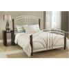 Metallic Bed with Wooden Stands - Silver, Brown
