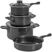 Mainstays 7 Piece Carbon Steel Non-Stick Pot Set - Black