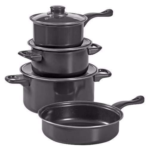 Mainstays 7 Piece Carbon Steel Non-Stick Pot Set - Black