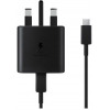 Samsung Official 25W 3 Pin USB Type-C to Type-C Cable Adaptive Fast Charging Travel Charger - Black