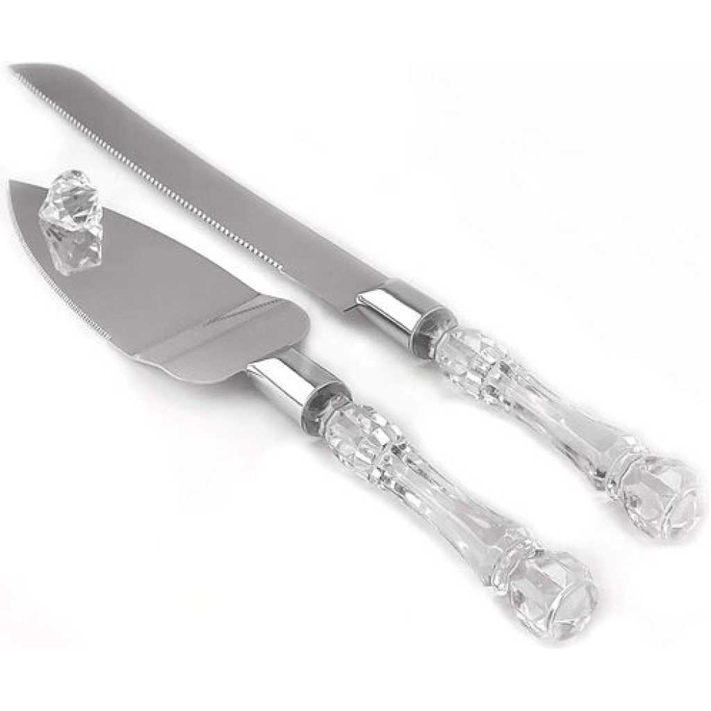 Cake Knife Server Slicer Cutter Pizza Shovel Decorating Tool Set, Silver