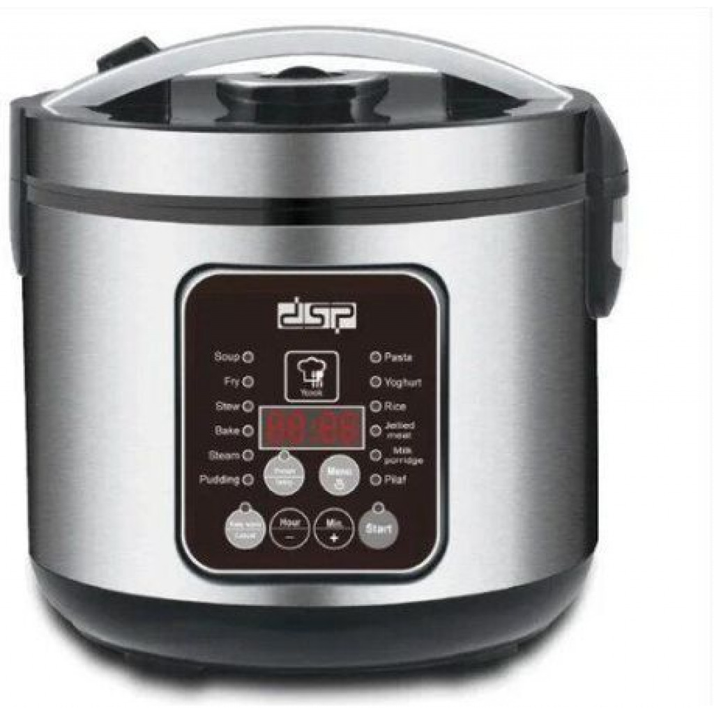 Dsp 5Litre Multi-functional Rice Cooker Steamer Pan, Silver