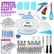260 Pieces Of Cake Baking, Decorating Kit Set, Blue Baking Tools & Accessories TilyExpress 2