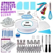 260 Pieces Of Cake Baking, Decorating Kit Set, Blue Baking Tools & Accessories TilyExpress 2