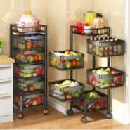 5 Tier Round Kitchen, Bedroom Storage Rack Basket Trolley Organizer-Black Storage & Home Organization TilyExpress 8
