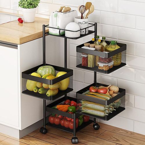 4 Tier Kitchen, Bedroom, Bathroom Storage Rack Basket Trolley Organizer ...