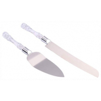 Cake Knife Server Slicer Cutter Pizza Shovel Decorating Tool Set, Silver