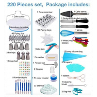 260 Pieces Of Cake Baking, Decorating Kit Set, Blue