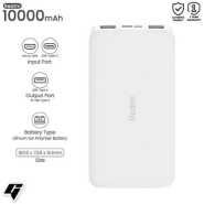 XIAOMI Redmi 10000mAh Dual Output and Input Portable Power Bank -White