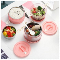 2.1L Preservation Food Lunch Box Container Flask With Spoon and Fork, Color May Vary