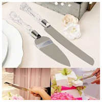 Cake Knife Server Slicer Cutter Pizza Shovel Decorating Tool Set, Silver