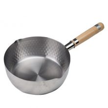 26cm Stainless Steel Wok Pot Milk Saucepan With Wooden Handle, Silver