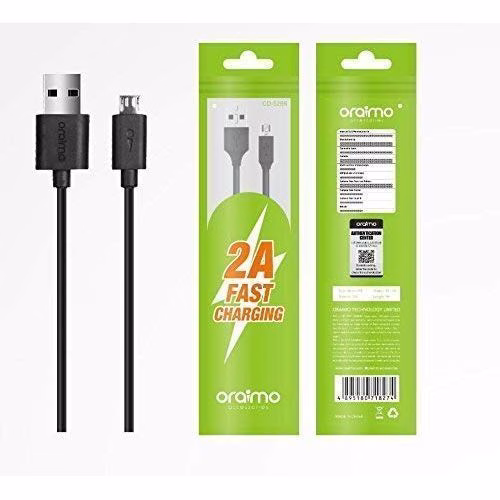 Oraimo CD-52BR Tecno , Infinix , Redmi & Itel Fast Charging Data Sync Cable -& Charger - Black