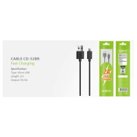 Oraimo CD-52BR Tecno , Infinix , Redmi & Itel Fast Charging Data Sync Cable -& Charger - Black