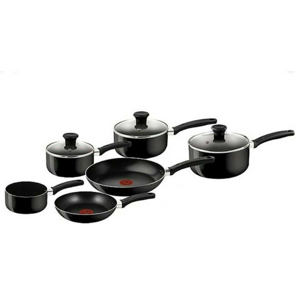 9 Piece Non-stick Saucepan Cookware Pots, Black