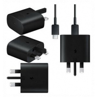 Samsung Official 25W 3 Pin USB Type-C to Type-C Cable Adaptive Fast Charging Travel Charger - Black