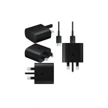 Samsung Official 25W 3 Pin USB Type-C to Type-C Cable Adaptive Fast Charging Travel Charger - Black