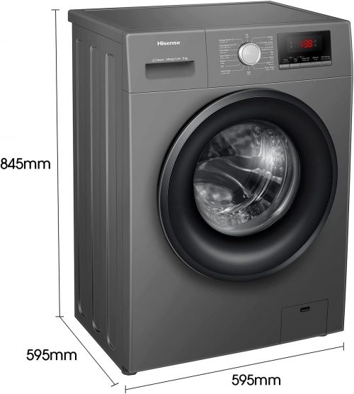 Hisense 8kg Front Loader Washing Machine 1200 RPM, 15 Wash Programs,  WFQP8014EVMT  -  Grey