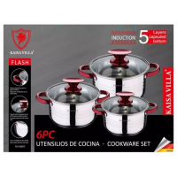 6 Piece Stainless Steel Saucepans Cookware Pots- Silver