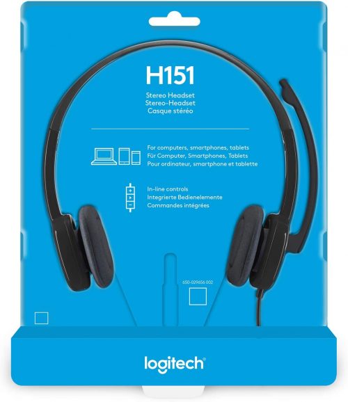 Logitech 3.5 mm Analog Stereo Headset H151 with Boom Microphone - Black