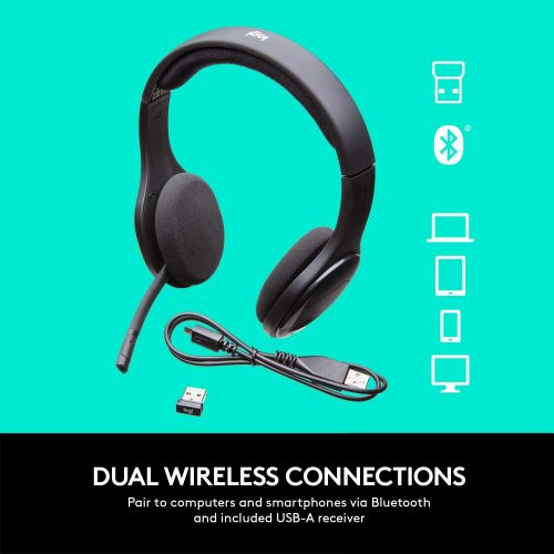 Logitech H800 Bluetooth Wireless Headset with Mic for PC, Tablets and Smartphones, Black