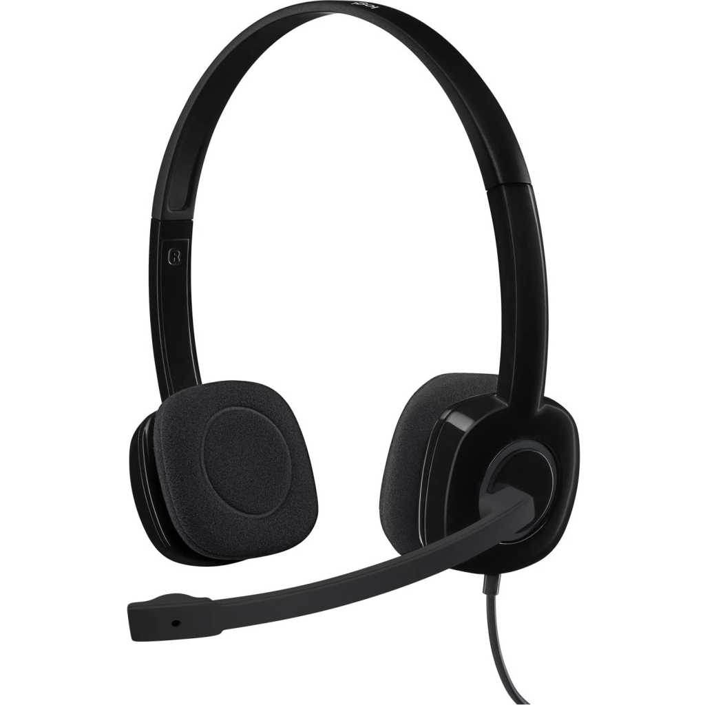Logitech 3.5 mm Analog Stereo Headset H151 with Boom Microphone – Black Headphones TilyExpress