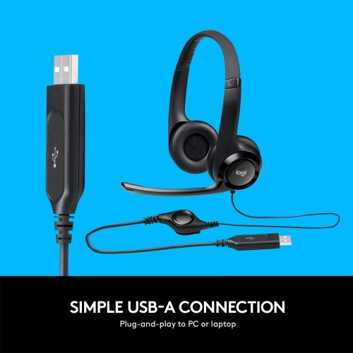 Logitech H390 Wired Headset, Stereo Headphones with Noise-Cancelling Microphone