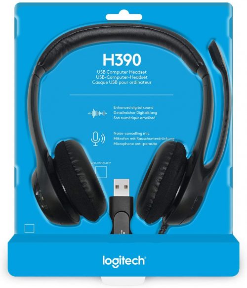 Logitech H390 Wired Headset, Stereo Headphones with Noise-Cancelling Microphone
