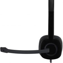 Logitech 3.5 mm Analog Stereo Headset H151 with Boom Microphone – Black Headphones TilyExpress