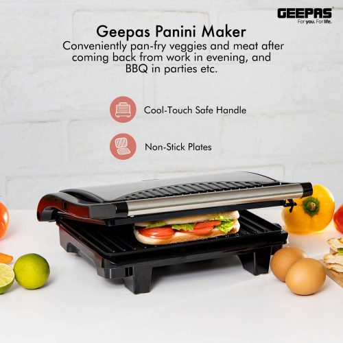 Geepas Sandwich Grill Maker - Ggm5394, Silver