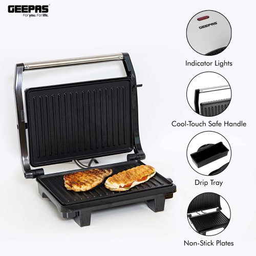 Geepas Sandwich Grill Maker - Ggm5394, Silver