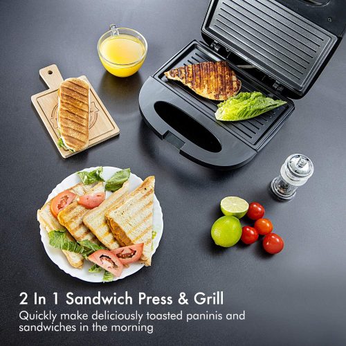 Geepas GGM6001, 2 Slice Sandwich Grill Maker, Grey