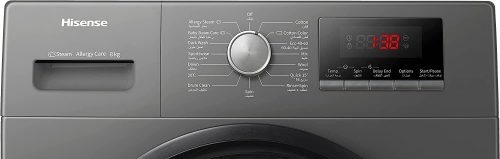 Hisense 8kg Front Loader Washing Machine 1200 RPM, 15 Wash Programs, WFQP8014EVMT - Grey