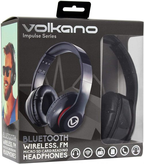 Volkano Impulse Series Over-Ear Multifunction Bluetooth Headphones With FM Radio Function ( Ideal For Android & IPhone ) - Black