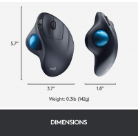 Logitech M570 Wireless Trackball Mouse – Ergonomic Design with Sculpted Right-Hand Shape, Compatible with Apple Mac / Microsoft, USB Unifying Receiver, Dark Gray