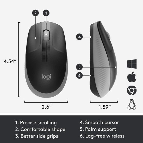 Logitech Wireless Mouse M190 - Black/Grey
