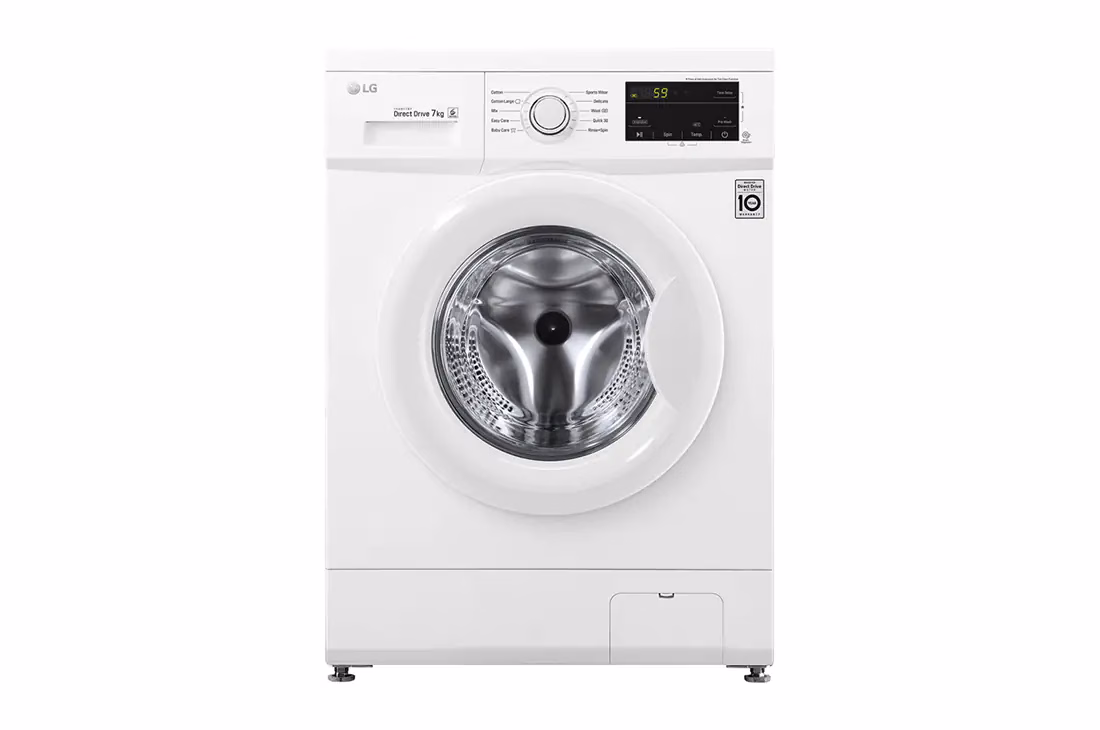 LG FH2J3QDNP0 Front Load Washer, 7 Kg, 6 Motion Direct Drive, Smart Diagnosis™ Washing Machine - White