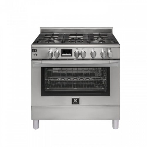 Electrolux Full Gas Cooker 90x60CM EKG9000a9X, 5-Gas Burners, Cast Iron Pan Support, Auto Ignition, Gas Oven & Grill, Flame Failure Protection Device, Rotisserie With Fan, Stainless Steel – Silver Gas Cookers TilyExpress 2