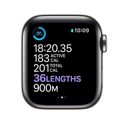 New Apple Watch Series 6 (GPS + Cellular, 40mm) - Graphite Stainless Steel Case with Black Sport Band