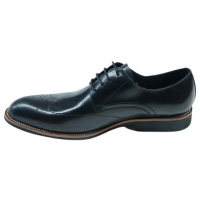 Men's Formal Shinny Paforated Gentle Shoes - Black