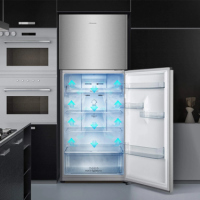 Hisense 488 - liters Refrigerator RT488N4ASU; Double Door Fridge, Frost Free Top Mount Freezer - Silver