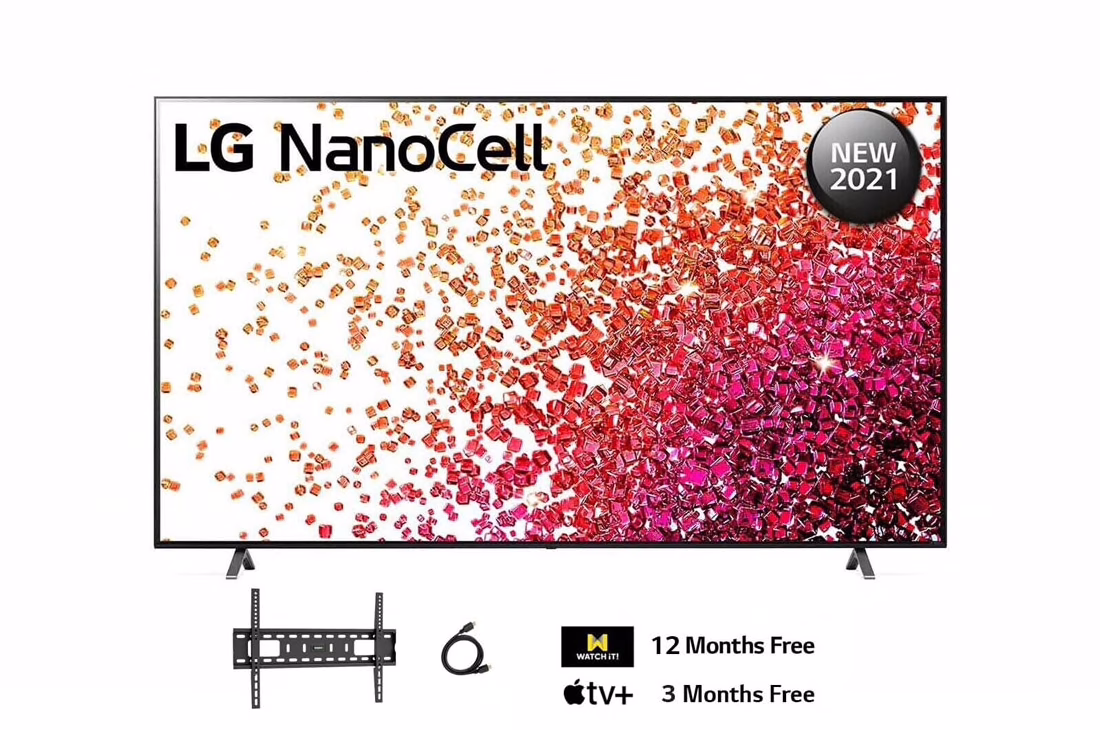 LG 65 inches NanoCell Smart TV, 4K Active HDR, WebOS Operating System, ThinQ AI - 65NANO75VPA