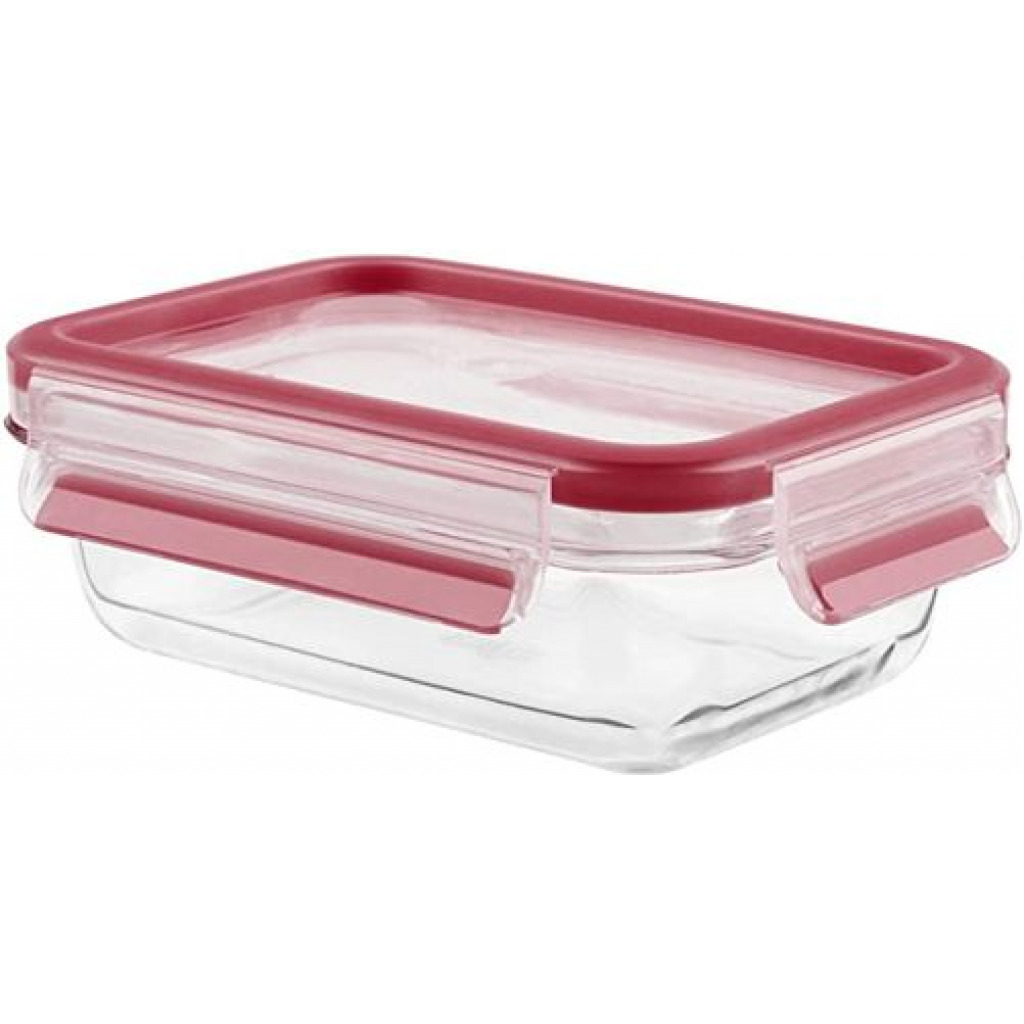 Tefal Masterseal Fresh Box 0.5 Litre Food Storage Container, Clear/Red, Glass, K3010212